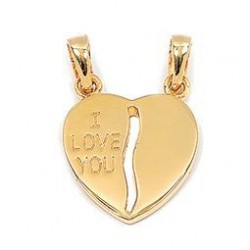 PENDENTIFS PL.OR .COEUR SECABLE I LOVE YOU