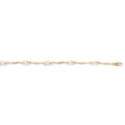 19 cm - les perles d'imitation - bracelet plaqué or