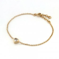 BRACELET FINE CHAINE 1CZ DE SYNTHESE BLANC COEUR 19CM