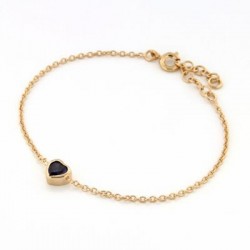 BRACELET FINE CHAINE 1CZ DE SYNTHESE VIOLET COEUR 19CM