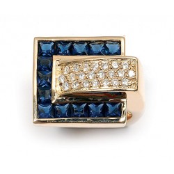 BAGUES PL.OR PAVE CARRE BLANC/MARINE