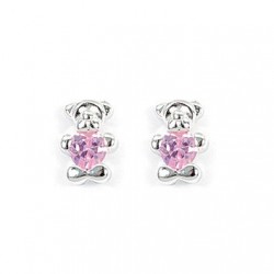CLOUS D OREILLES OURSON OZ ROSE ARGENT 925