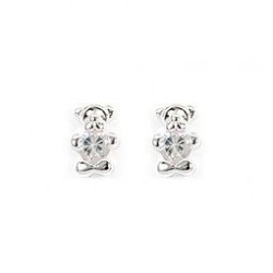CLOUS D OREILLES OURSON OZ BLANC ARGENT 925