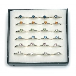 DST-PRESENTOIRS 24 BAGUES ARGENT SOLITAIRE ENFANT