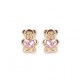 CLOUS D OREILLES OURSON ZIRCONIUM ROSE ENFANT PLAQUE OR