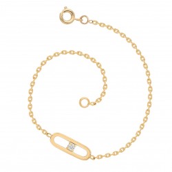 BRACELET FINE CHAINE MOTIF LONG AJOURE 1 CZ 19CM