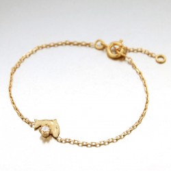 BRACELET POR 16CM MOTIF PETIT DAUPHIN+CZ BLANC