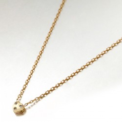 COLLIER POR 38CM MOTIF PETIT COEUR+CZ BLANC