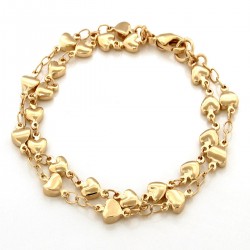 BRACELET 2 RANGS DE COEURS 19CM