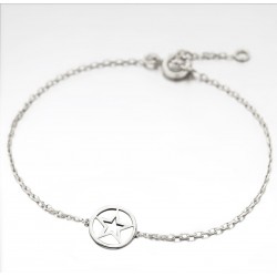 BRACELET 18CM ARGENT 925 MOTIF ETOILE DANS CERCLE
