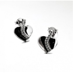 BO PUCE ARGENT 925 COEUR VAGUE CZ