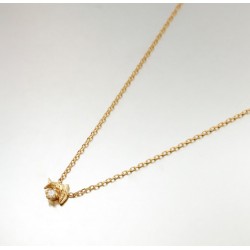 COLLIER POR 38CM MOTIF PETIT DAUPHIN+CZ BLANC