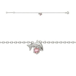 COLLIER AGT 38CM MOTIF PETIT DAUPHIN+CZ ROSE