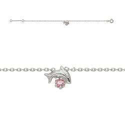 BRACELET AGT 16CM MOTIF PETIT DAUPHIN+CZ ROSE