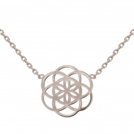 Collier 2 Cercles En Argent 925 Plaqué - Longueur 42 Cm, Mi-long, Neuf Avec étiquettes - Bijou élégant Et Moderne
