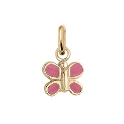 PENDENTIF PLAQUE OR PAPILLON ROSE