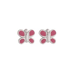 BO ARGENT 925 PAPILLON ROSE