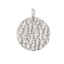 PENDENTIF ARGENT 925 PASTILLE 15MM 1FACE LISSE 1FACE MARTELEE